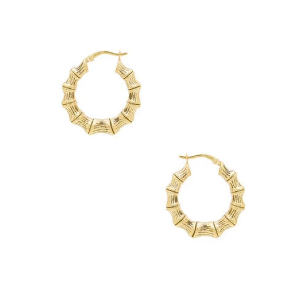 The M Jeweler Small Bamboo Gold 14k Hoop Earrings